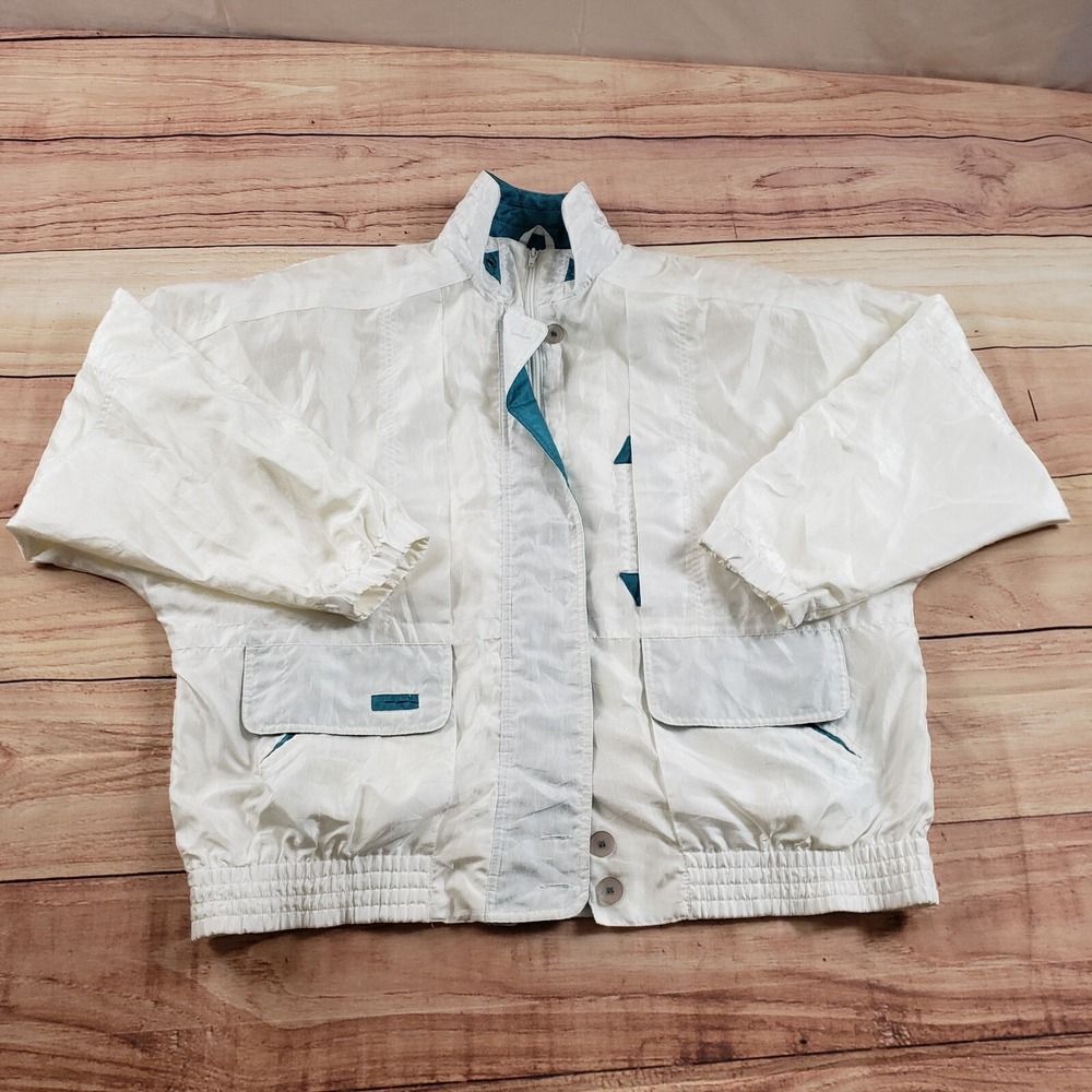 VINTAGE Alexis‎ Reed Jacket Womens Large White Windbreaker Lightweight Outdoors